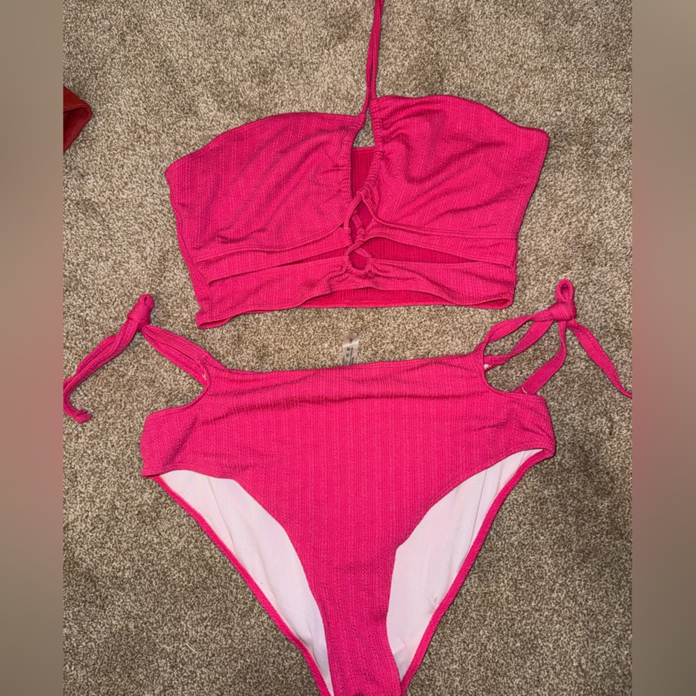 Pink Cut Out Bikini Set